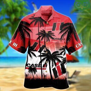 Red Tractor Palm Tree Hawaiian Shirt – Tropical Farm Life Button-Up